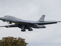 A United States Air Force B1 Bomber lands at  RAF Fairford in Gloucestershire, England on Saturday 11th September 2021. (
