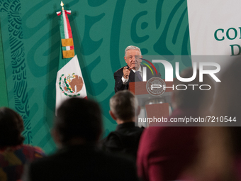 Mexican President Andrés Manuel López Obrador talks during his daily Morning lecture by . Today the president ordered to ignore the sentence...