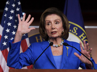 House Speaker Nancy Pelosi(D-CA) speaks about Debt Ceiling and Social Safety Net bills during her weekly press conference today on October 1...