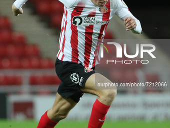 Will Harris of Sunderland in action during the EFL Trophy match between Sunderland and Manchester United at the Stadium Of Light, Sunderland...