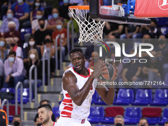 Moustapha Fall during the match between FC Barcelona and Olympiacos BC, corresponding to the week 3 of the Euroleague, played at the Palau B...