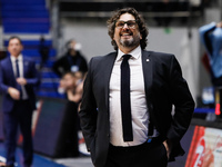 Bayern head coach Andrea Trinchieri smiles during the EuroLeague Basketball match between Zenit St. Petersburg and FC Bayern Munich on Octob...
