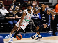 Jordan Mickey (R) of Zenit and Corey Walden of Bayern in action during the EuroLeague Basketball match between Zenit St. Petersburg and FC B...
