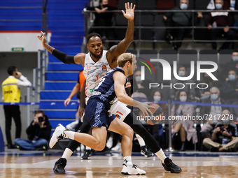 Conner Frankamp of Zenit and Deshaun Thomas #1 of Bayern in action during the EuroLeague Basketball match between Zenit St. Petersburg and F...