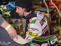 
Charles Wright  checks his machine during the SGB Premiership Grand Final 2nd leg between Peterborough and Belle Vue Aces at East of Englan...