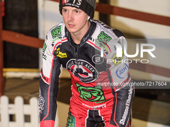 
Jye Etheridge  does some warm ups prior to racing during the SGB Premiership Grand Final 2nd leg between Peterborough and Belle Vue Aces at...