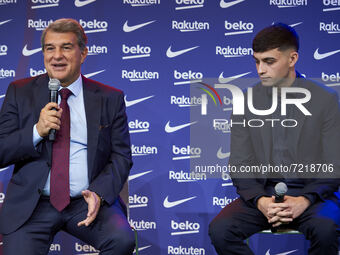 Joan Laporta during Pedri contract renewal signing ceremony  as a FC Barcelona player in Barcelona, on October 15, 2021
 (