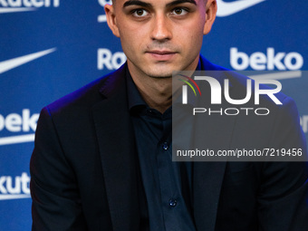FC Barcelona player (16) Pedri during his contract renewal in Camp Nou, Barcelona, Spain, on October 15, 2021.  (