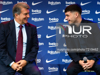 FC Barcelona player (16) Pedri during his contract renewal in Camp Nou, Barcelona, Spain, on October 15, 2021.  (