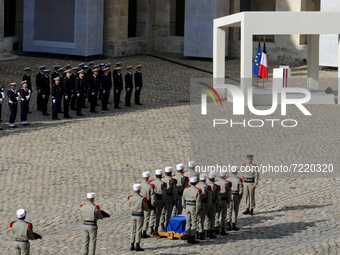 National tribute at the Hotel des Invalides to Hubert Germain  - the last Liberation companion WW II - which is dead at the age of 101 - Oct...