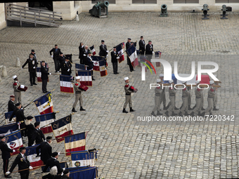 National tribute at the Hotel des Invalides to Hubert Germain  - the last Liberation companion WW II - which is dead at the age of 101 - Oct...