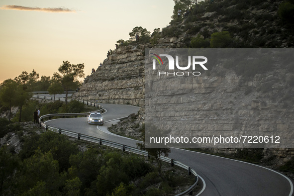 45 Guigou Emmanuel (fra), Barral Florian (fra), Alpine A110 RGT, action during the RACC Rally Catalunya de Espana, 11th round of the 2021 FI...