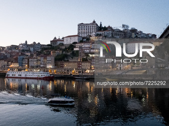 A general view of Douro river in Porto, Portugal on October 16, 2021. (