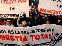Demonstration against repressive laws  in central Madrid on 16th October, 2021. (
