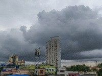 Heavy rain clouds cover the Kolkata , India , on 17 October 2021 , as the city is predicted to receive heavy rainfall on Sunday afternoon to...