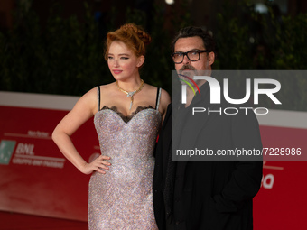 Haley Bennett and director Joe Wright attend the red carpet of the movie 