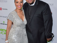 Antonique Smith and Rev Yearwood arrive at the Environmental Media Association (EMA) Awards Gala 2021 held at GEARBOX LA on October 16, 2021...