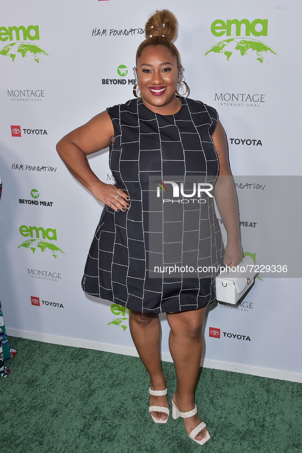 Ashley Nicole Black arrives at the Environmental Media Association (EMA) Awards Gala 2021 held at GEARBOX LA on October 16, 2021 in Van Nuys...