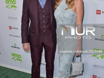 Martin Starr and Kate Gorney arrive at the Environmental Media Association (EMA) Awards Gala 2021 held at GEARBOX LA on October 16, 2021 in...