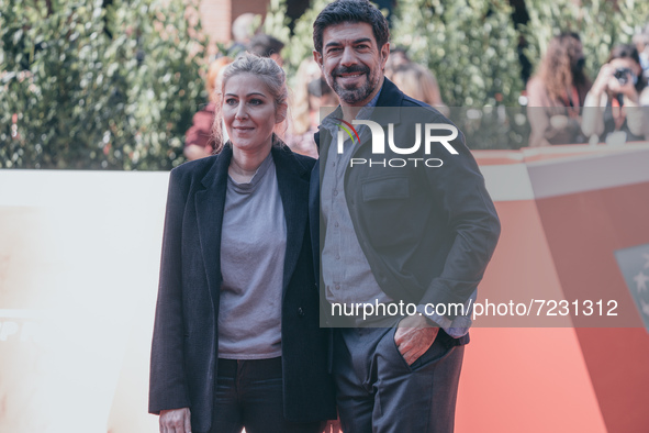 Director Amanda Sthers and Pierfrancesco Favino attends the photocall of the movie 