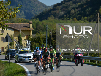 Petr Rikunov of Rusia and Gazprom - RusVelo leads the breakaway in Campea, during the first edition of the Veneto Classic, the 207km pro cyc...