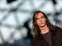 A model presents a creation by Hungarian designer ZSIGMOND DORA menswear during BCEFW SS22 on Oct. 16, 2021 at Bálna Budapest in Budapest, H...