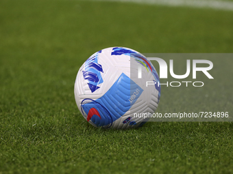 The ball before the match between Juventus FC and AS Roma on October 17, 2021 at Allianz Stadium in Turin, Italy. Juventus won 1-0 over Roma...
