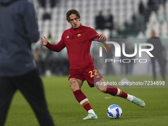 Nicolò Zaniolo of AS Roma during the match between Juventus FC and AS Roma on October 17, 2021 at Allianz Stadium in Turin, Italy. Juventus...