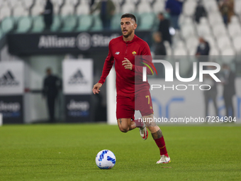 Lorenzo Pellegrini of AS Roma during the match between Juventus FC and AS Roma on October 17, 2021 at Allianz Stadium in Turin, Italy. Juven...