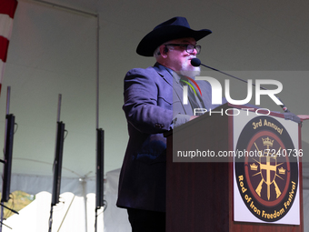 Stephen Willeford, Second Amendment Advocate, speaks at the 3rd Annual Rod of Iron Freedom Festival on October 9th, 2021. (