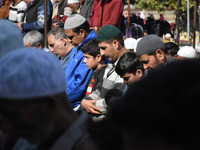 Muslim Devotees offer prayers in Hazratbal shrine on the eve of Eid-ul-Milad in Srinagar, Indian Administered Kashmir on 19 October 2021. (