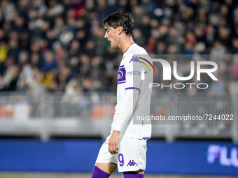 Disappointment of Fiorentina's Dusan Vlahovic portrait during the Italian football Serie A match Venezia FC vs ACF Fiorentina on October 18,...
