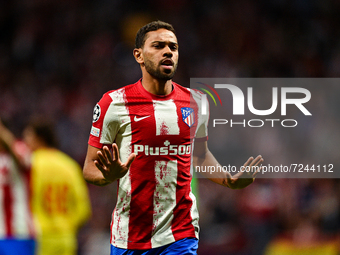 Renan Lodi during UEFA Champions League match between Atletico de Madrid and Liverpool FC at Wanda Metropolitano on October 19, 2021 in Madr...