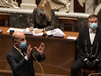 The Minister of Education Jean-Michel Blanquer, speaks during the question session with the government at the National Assembly, in Paris, 1...