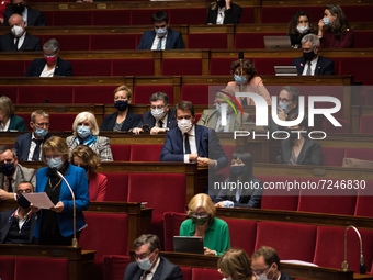 Christophe Castaner, MP for the Republique en Marche and former Minister of the Interior,  during the question session with the government a...