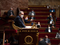 Richard Ferrand, President of the National Assembly, during the question session with the government at the National Assembly, in Paris, 19...