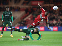  Middlesbrough's Souleymane Bamba in action with Barnsley's Cauley Woodrow   during the Sky Bet Championship match between Middlesbrough and...