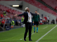 Benfica's head coach Jorge Jesus reacts during the UEFA Champions League group E football match between SL Benfica and FC Bayern Muenchen at...