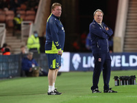  Middlesbrough first team coach Ronnie Jepson and Middlesbrough Neil Warnock during the Sky Bet Championship match between Middlesbrough and...