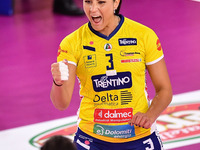 Happiness of Yamila Nizetich (Delta Despar Trentino) during the Volleyball Italian Serie A1 Women match Il Bisonte Firenze vs Delta Despar T...