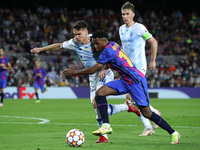 Oleksandr Tymchyk and Ansu Fati during the match between FC Barcelona and Dinamo Kiev, corresponding to the week 3 of the group stage of the...
