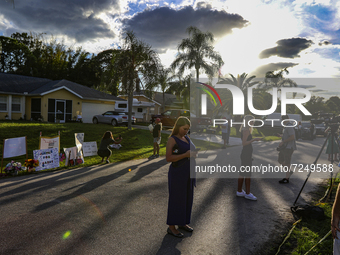 News crews prepare to file their stories in front of the Brian Laundrie home in on Wabasso Avenue in North Port Florida on Wednesday, Octobe...