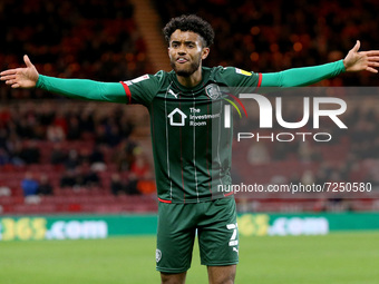  Barnsley's Romal Palmer shows his displeasure at a decision by the referee's assistant during the Sky Bet Championship match between Middle...