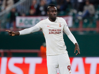 Mbaye Diagne of Galatasaray gestures during the UEFA Europa League Group E football match between FC Lokomotiv Moscow and Galatasaray SK on...