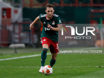 Maciej Rybus of Lokomotiv Moscow in action during the UEFA Europa League Group E football match between FC Lokomotiv Moscow and Galatasaray...
