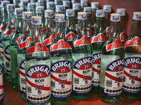 Bottles of rum at the Brugal Rum Factory in Puerto Plata, Dominican Republic. The151 rum has an alcohol content that is so high that it is p...