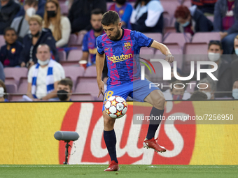 Jordi Alba of Barcelona during the UEFA Champions League group E match between FC Barcelona and Dinamo Kiev at Camp Nou on October 20, 2021...