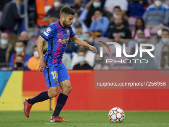 Jordi Alba of Barcelona during the UEFA Champions League group E match between FC Barcelona and Dinamo Kiev at Camp Nou on October 20, 2021...