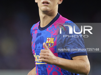 Gavi of Barcelona during the UEFA Champions League group E match between FC Barcelona and Dinamo Kiev at Camp Nou on October 20, 2021 in Bar...