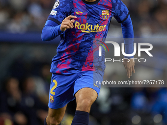 Sergiño Dest of Barcelona runs with the ball during the UEFA Champions League group E match between FC Barcelona and Dinamo Kiev at Camp Nou...